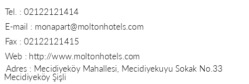 Molton Monapart Hotel telefon numaralar, faks, e-mail, posta adresi ve iletiim bilgileri